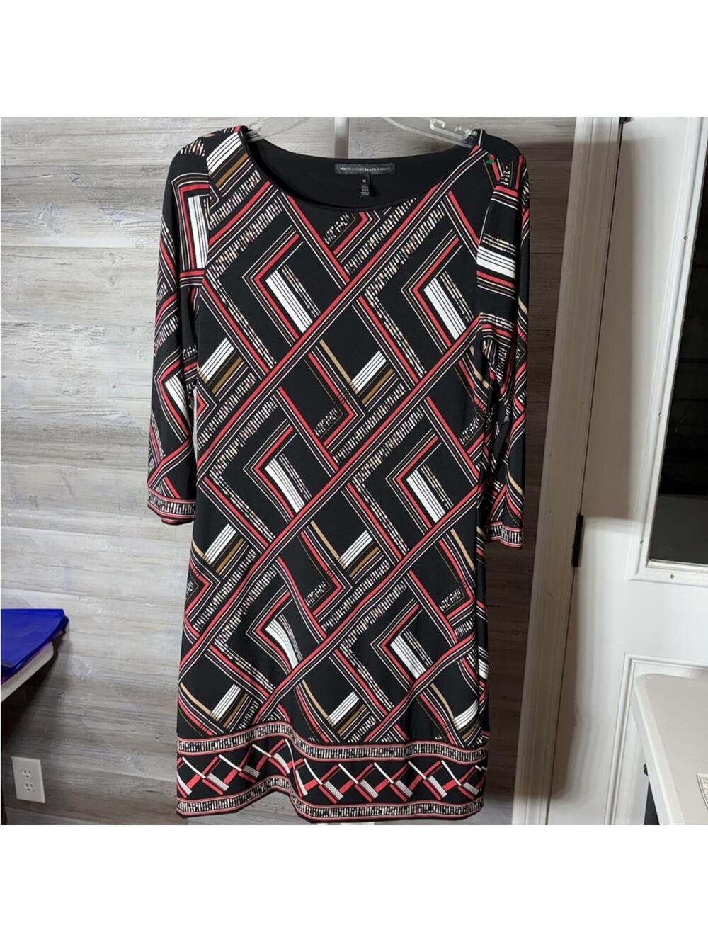 White House Black Market Geometric Print Shift Dress Medium 980